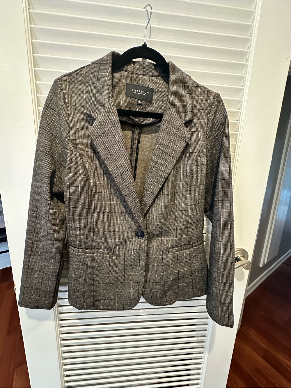 Liverpool Gray Windowpane Single-Button Blazer